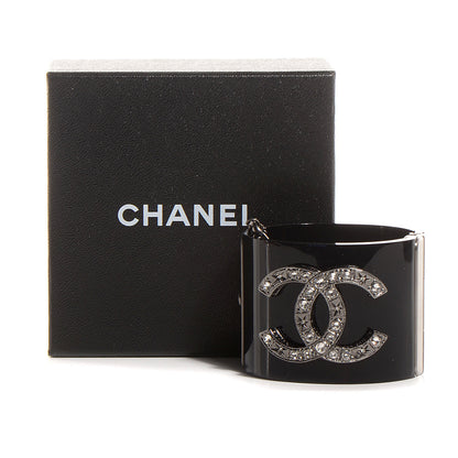 Chanel Resin Crystal CC Cuff Black 6 of 6