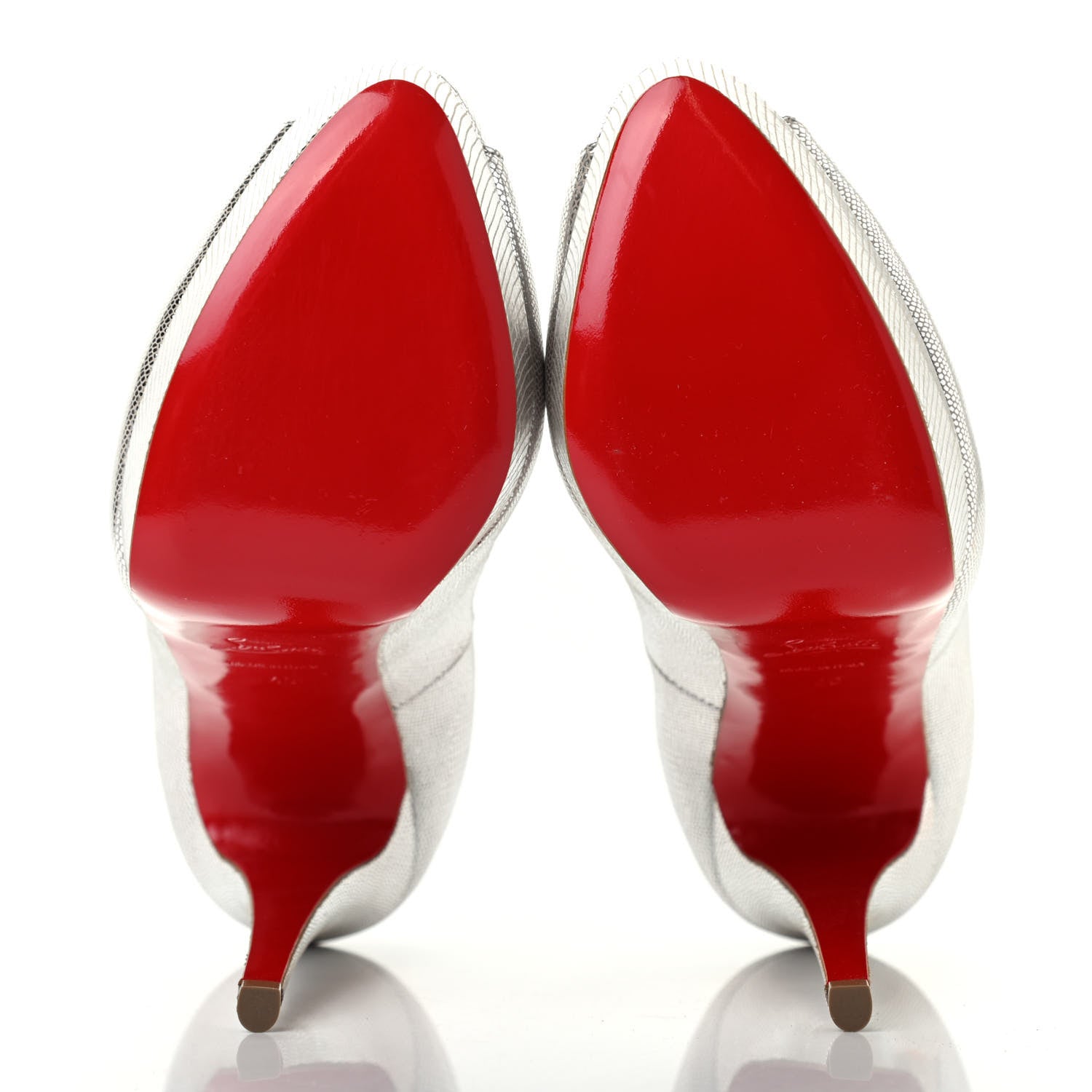 Christian Louboutin Metallic Laminato Dino Lady Peep 150 Pumps 40 Silver 5 of 7