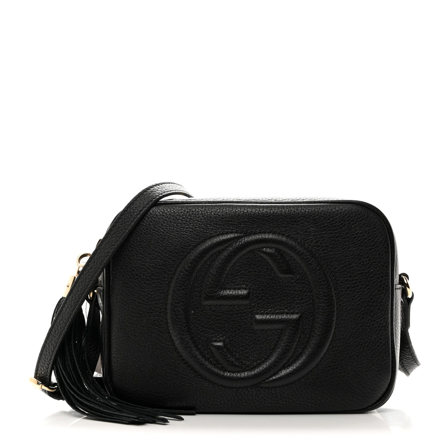 Pebbled Calfskin Small Soho Disco Bag Black