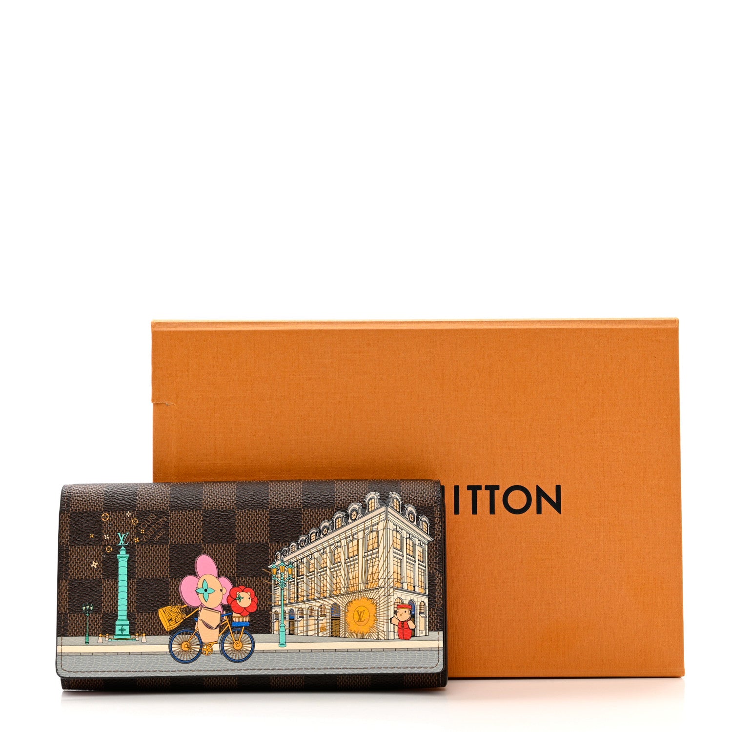 Louis Vuitton Damier Ebene 2022 Christmas Animation Paris Sarah Wallet Pink 7 of 7
