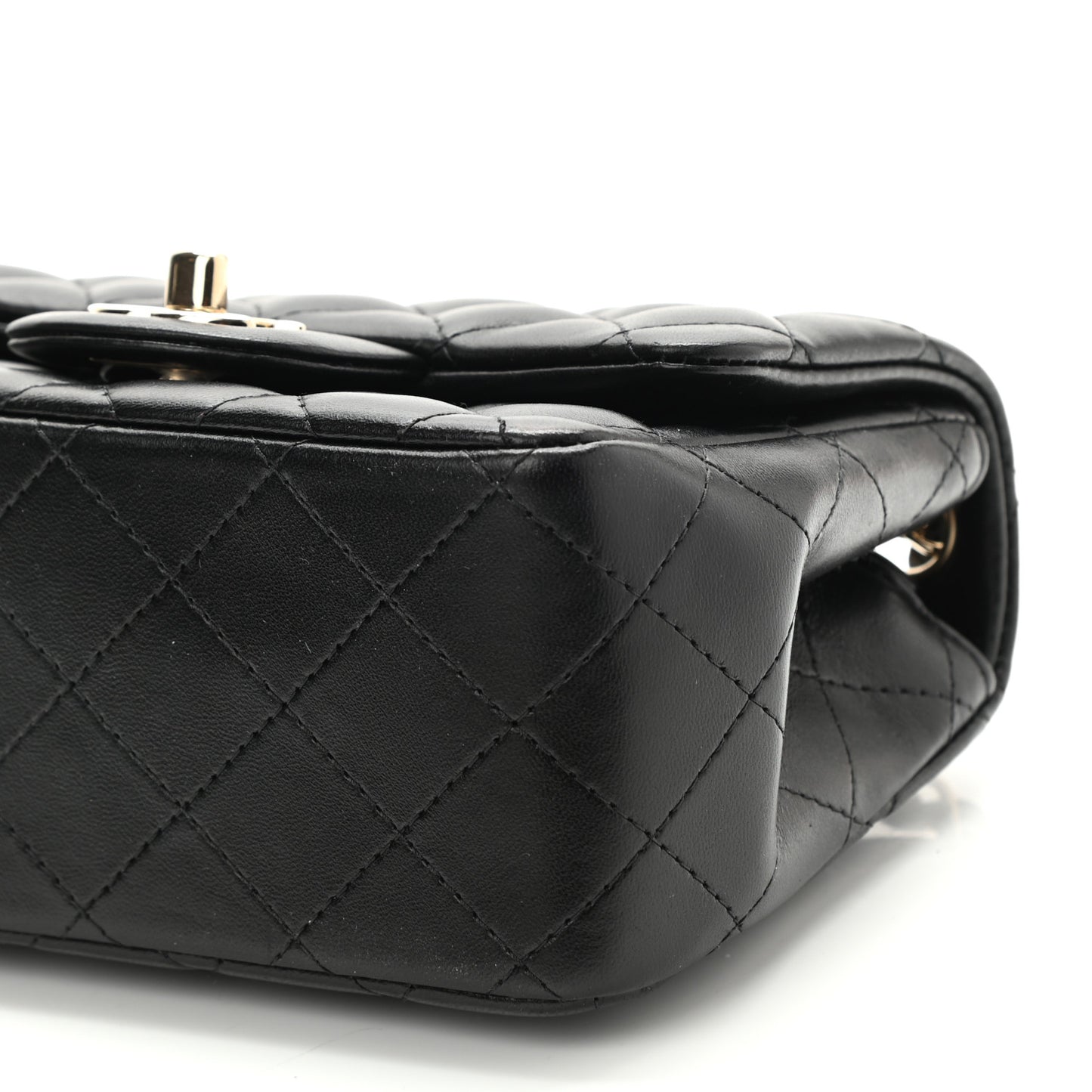 Lambskin Quilted Mini Square Flap Black