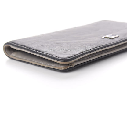 Chanel Lambskin Camellia Embossed Yen Wallet Black 10 of 12