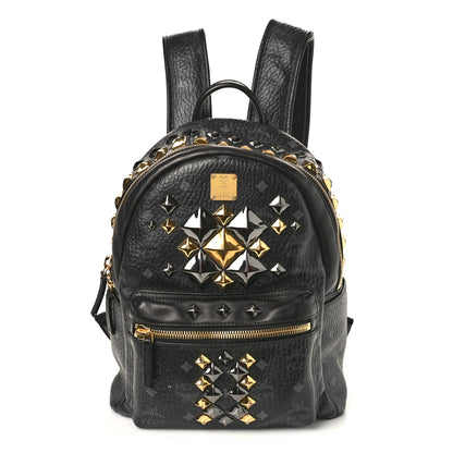 MCM Visetos Studded Colorblock Small Stark Brock Backpack Black 1 of 9