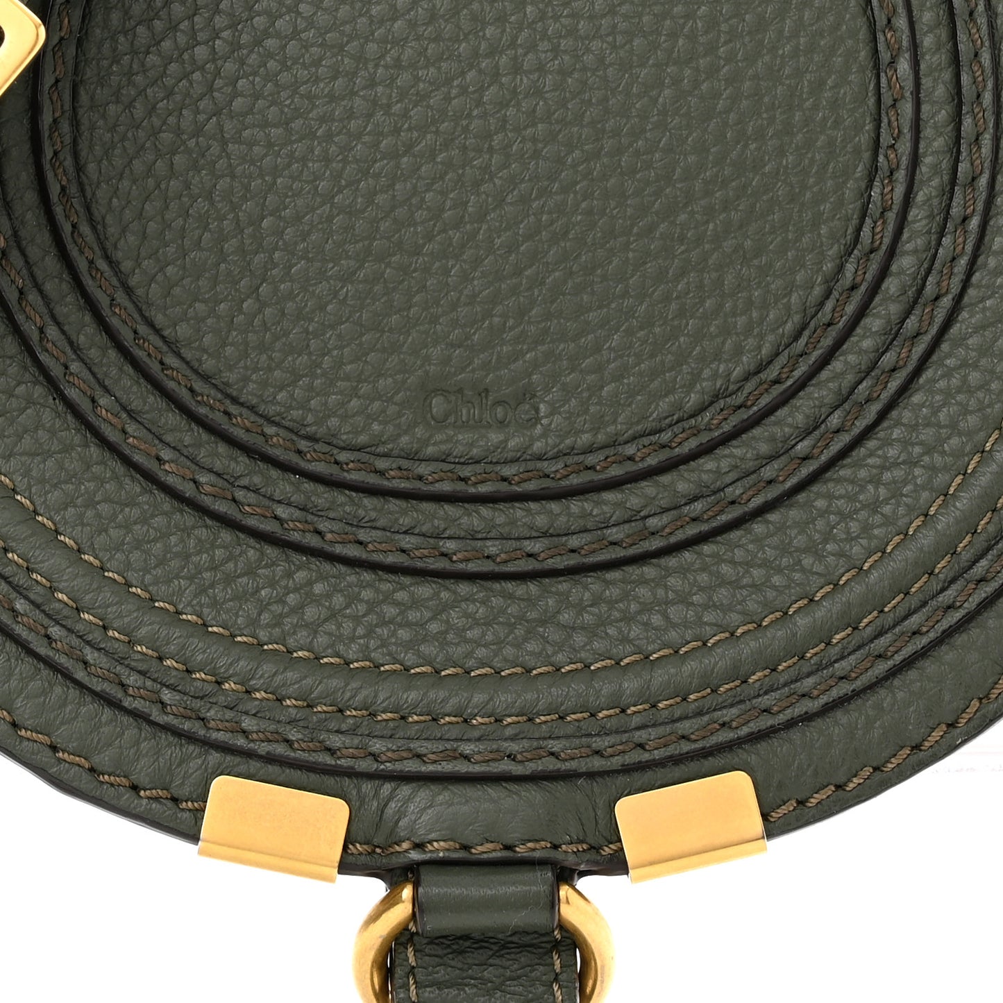 Calfskin Mini Marcie Round Crossbody Bag Dark Green