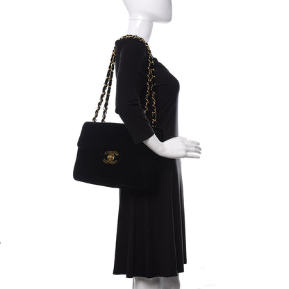 Chanel Velvet Vertical Quilted Jumbo Single Flap Black 2 of 12