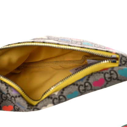 Gucci Soft GG Supreme Monogram Hearts Web Childrens Belt Bag Beige Ebony Multicolor Freesia 5 of 14