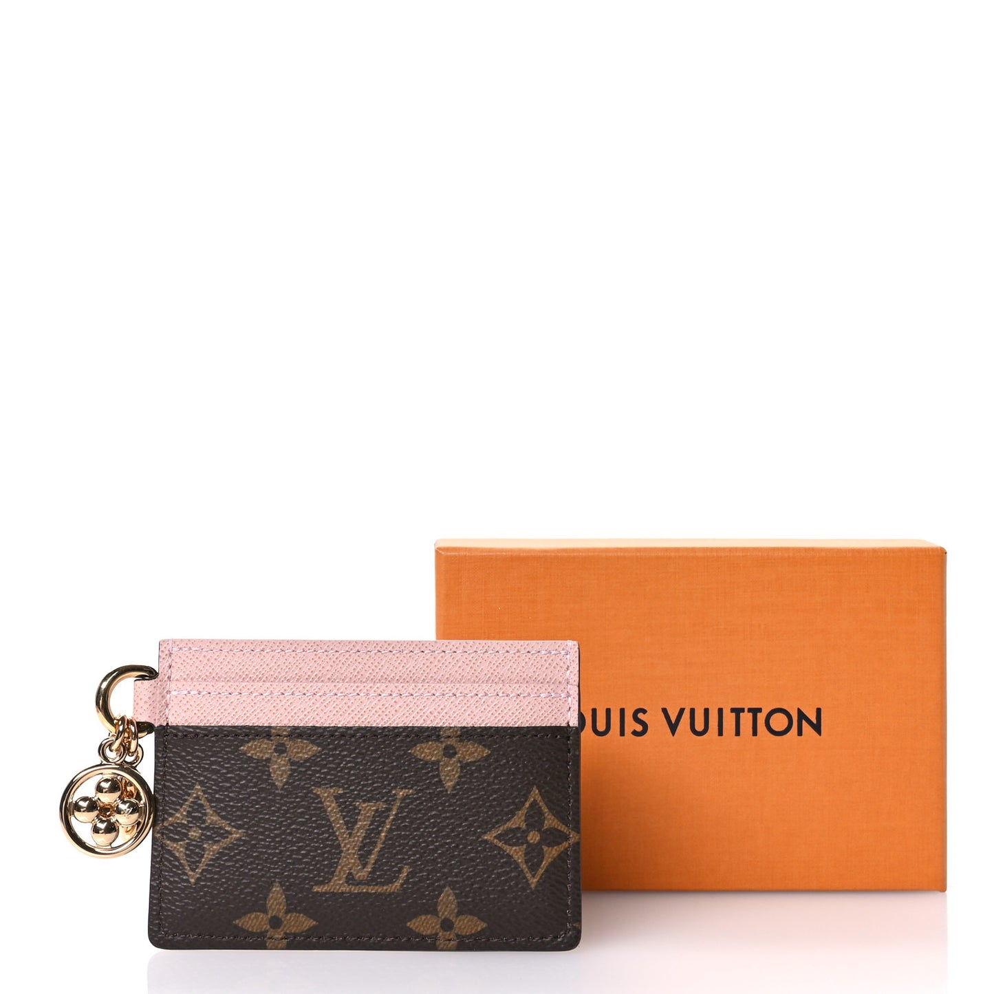 Monogram LV Charms Card Holder Rose Ballerine