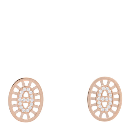 Hermes 18K Rose Gold Diamond Chaine d'Ancre Divine Stud Earrings 1 of 5