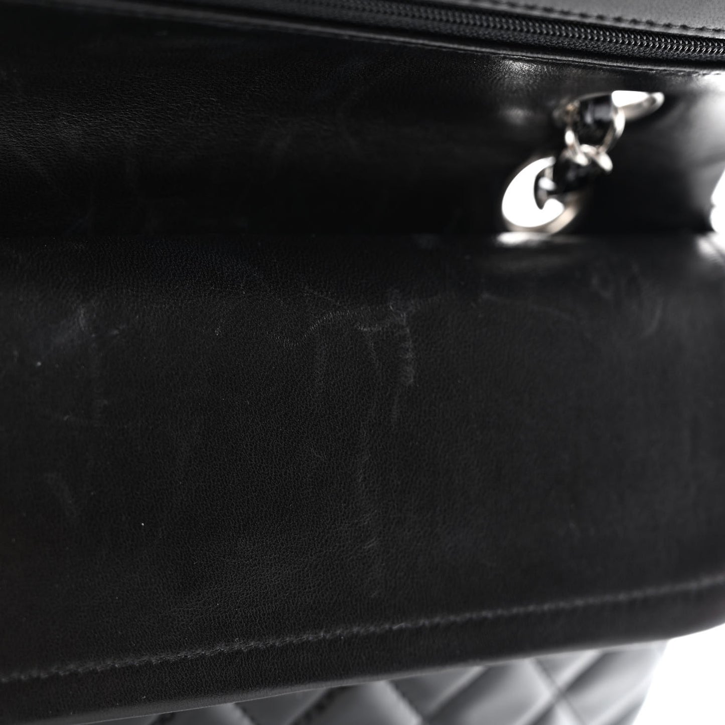Patent Quilted Medium Double Flap Black