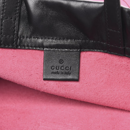 Gucci Grained Calfskin Logo Drawstring Backpack Box Pink Green Black 6 of 10