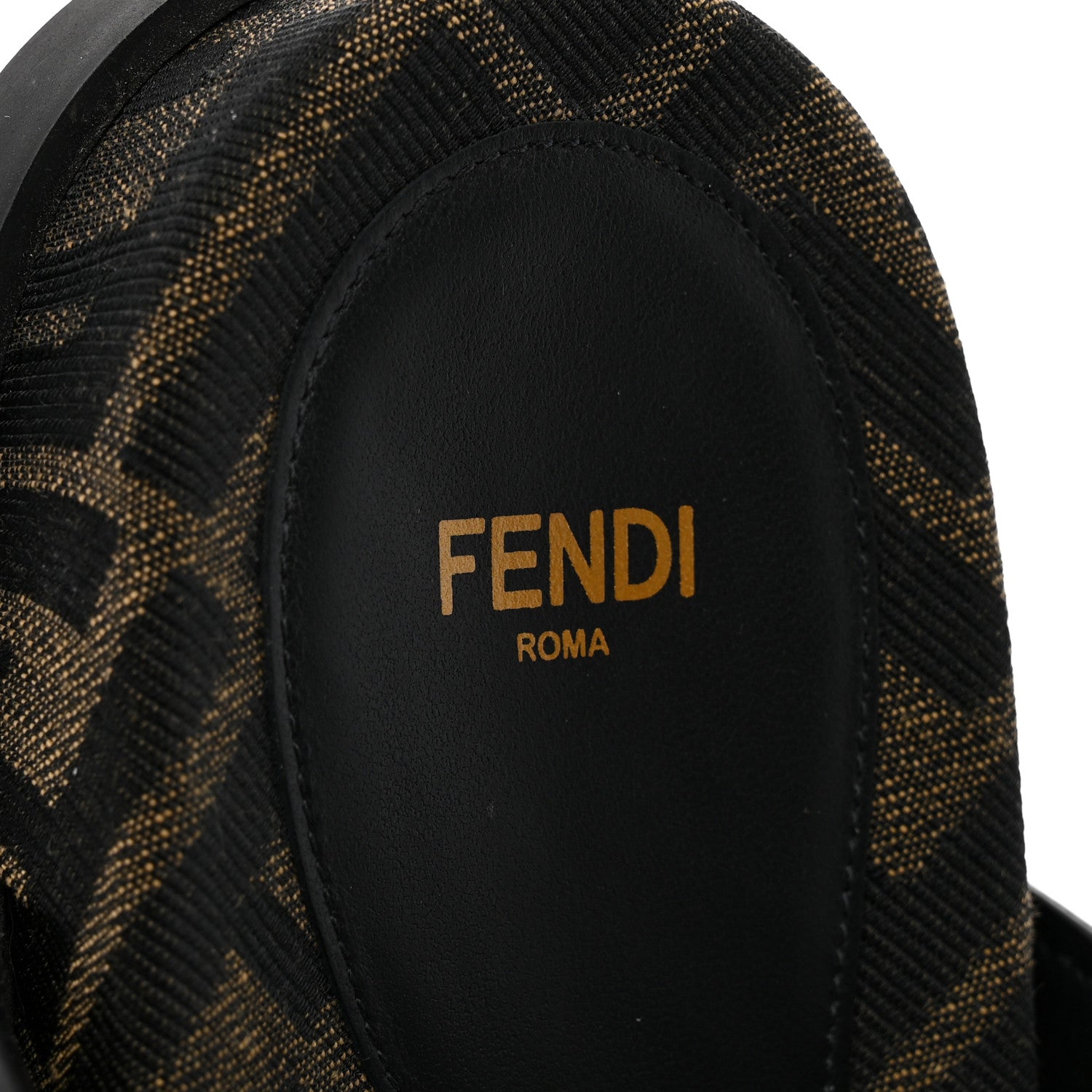 Fendi Fabric Jacquard Nappa FF Womens Fendi Feel Buckled Slide Sandals 37 Tobacco Black 7 of 10