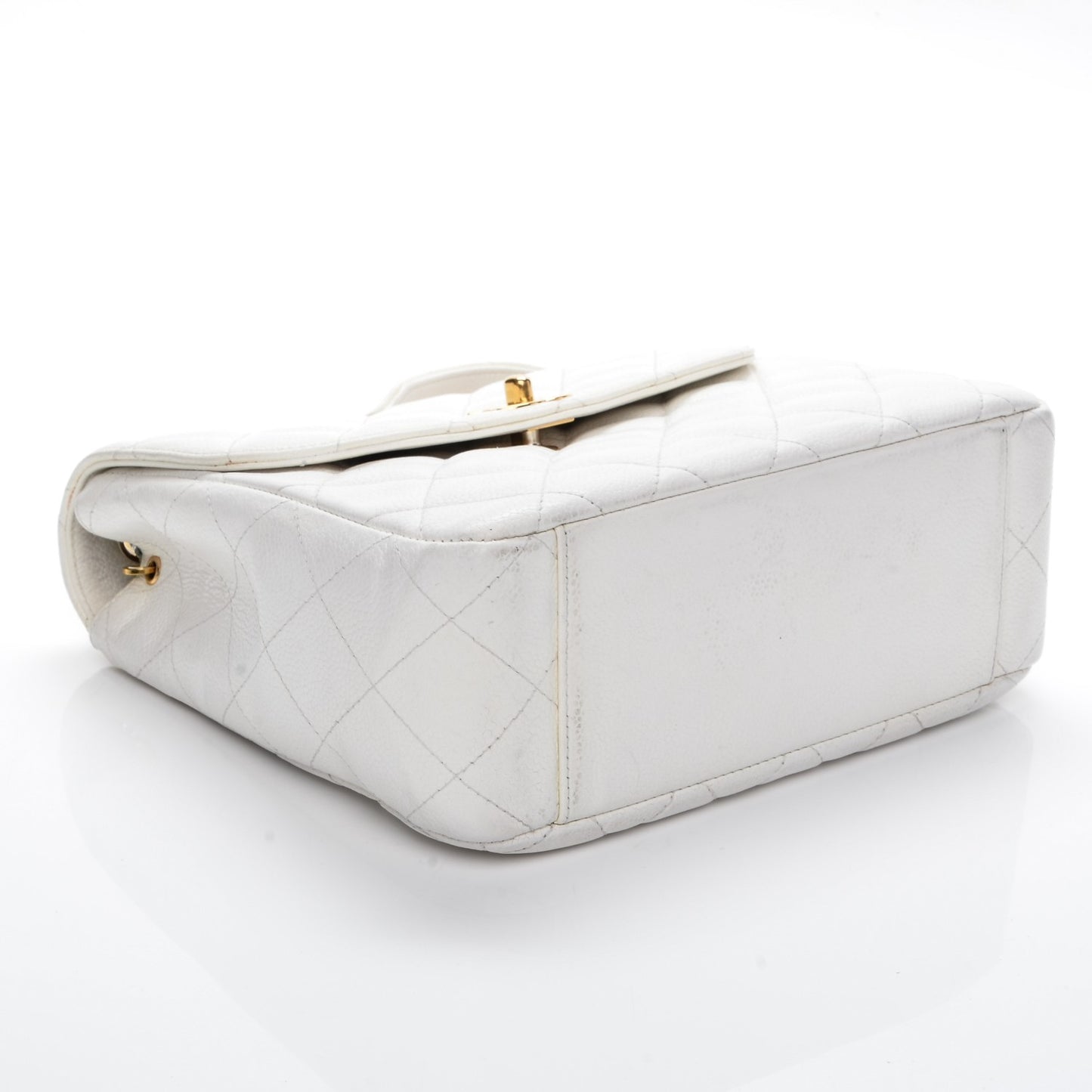 Caviar Quilted Medium Single Flap White