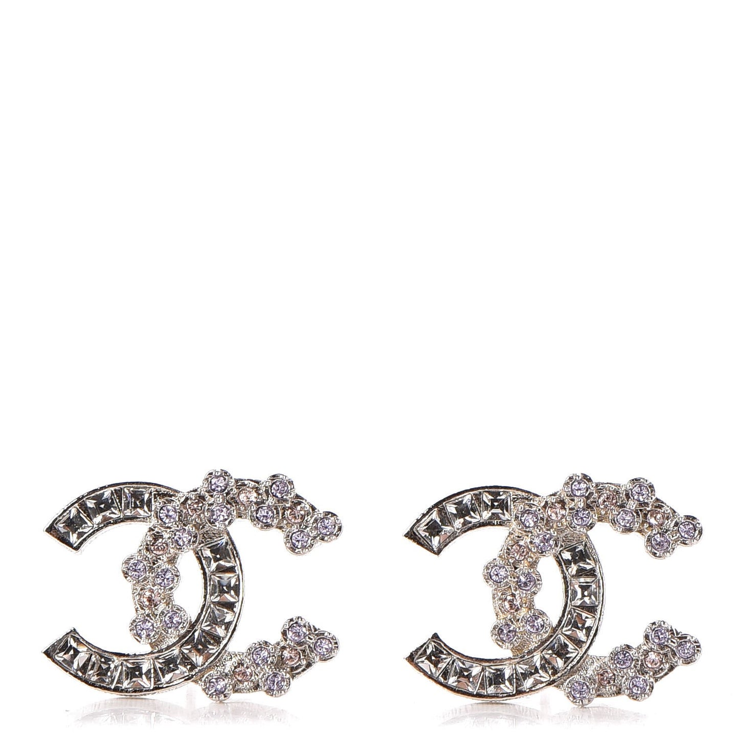 Baguette Crystal CC Earrings Silver