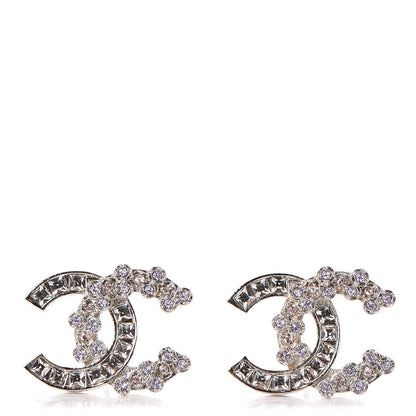Chanel Baguette Crystal CC Earrings Silver 1 of 6