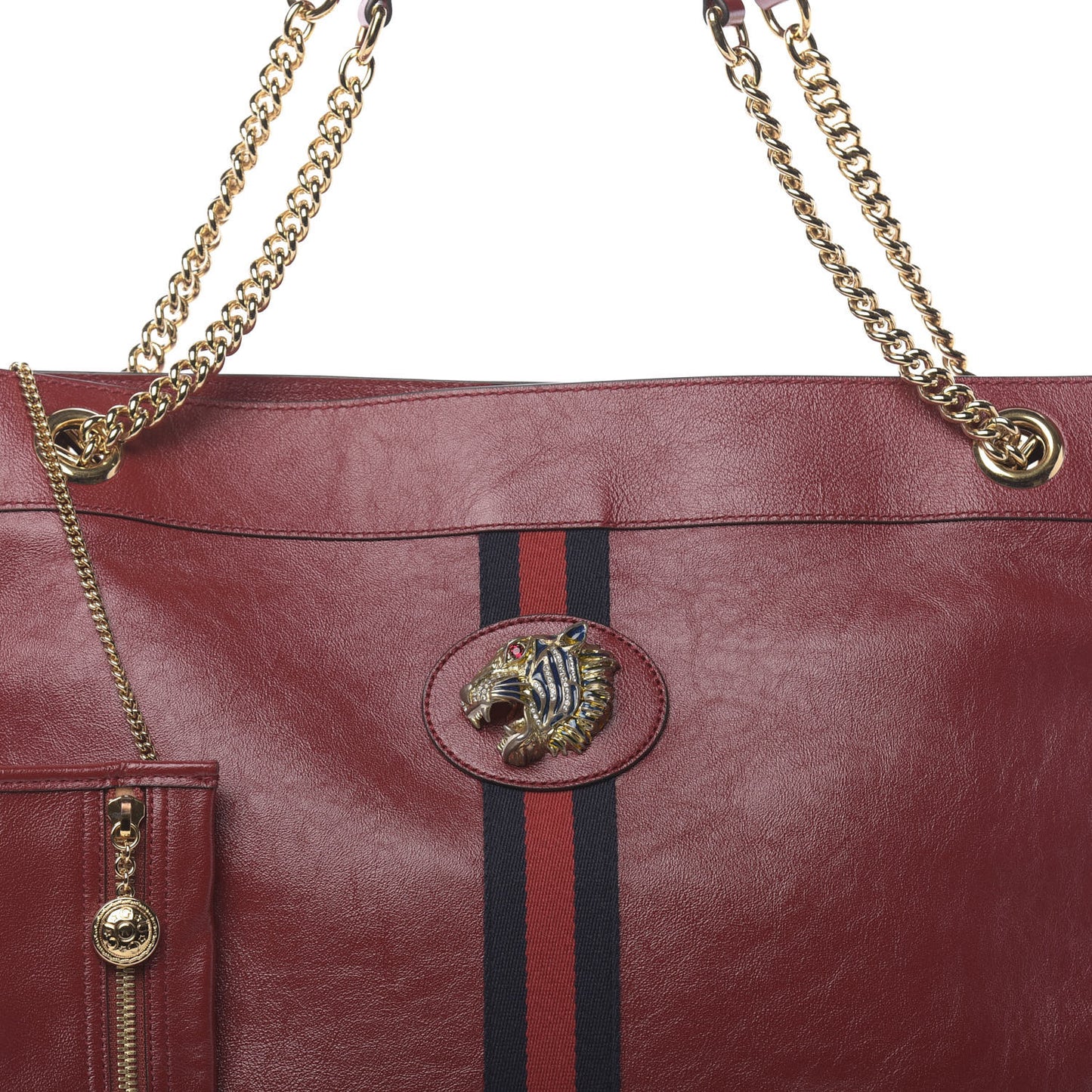 Calfskin Large Rajah Chain Tote Romantic Cherry