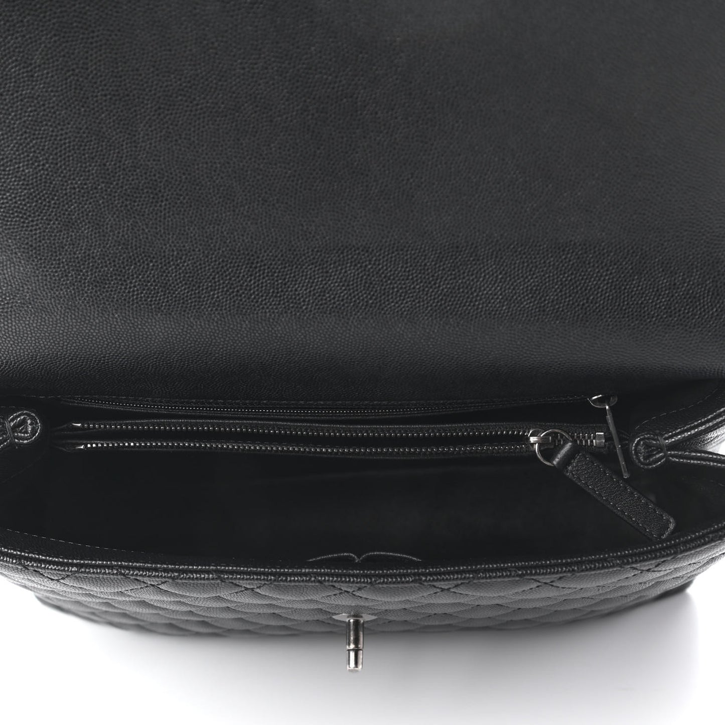 Caviar Lizard Quilted Large Coco Handle Flap Black