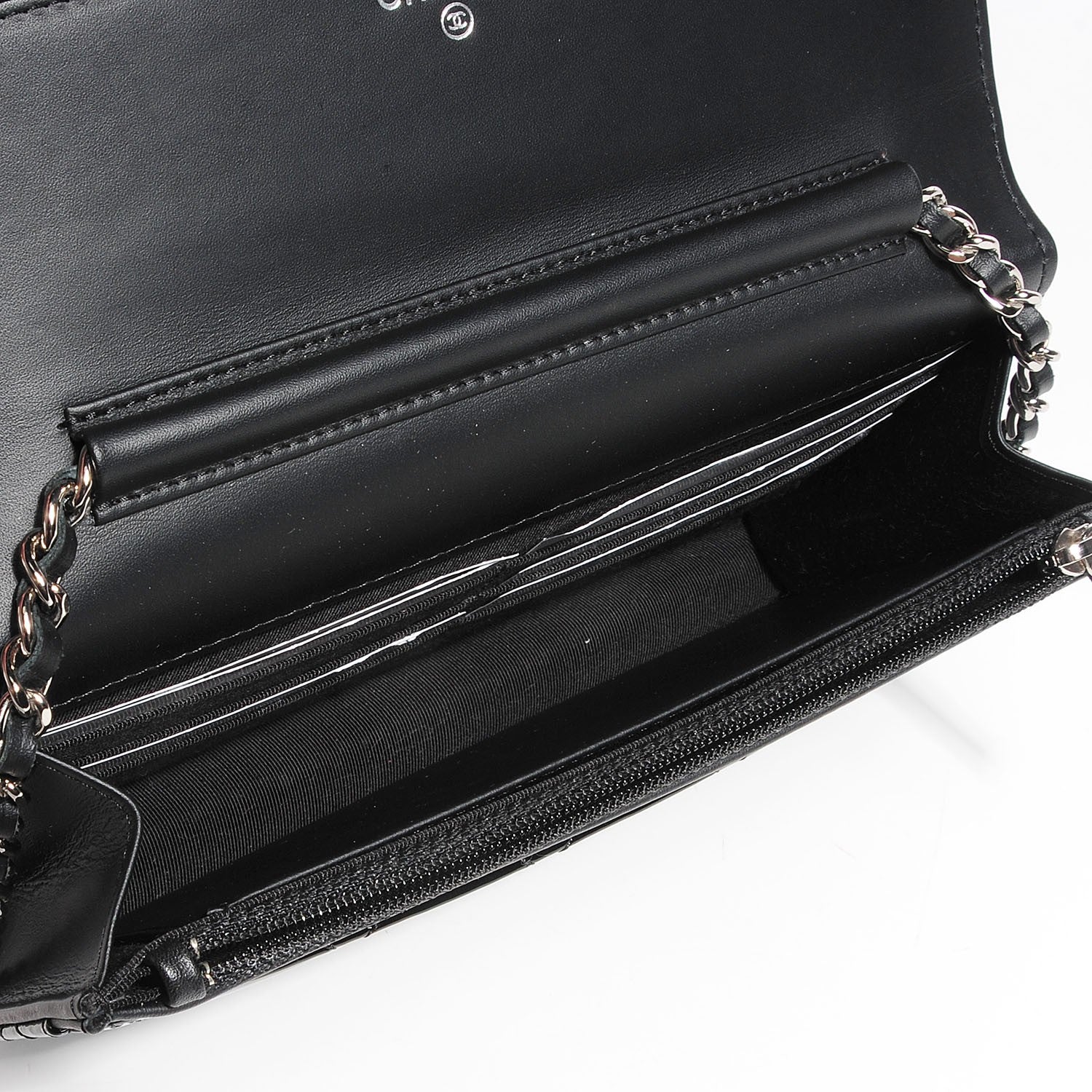 Chanel Patent Quilted Wallet On Chain WOC Black 4 of 9
