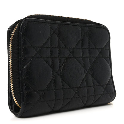 Christian Dior Grained Calfskin Supple Cannage Caro Scarlet Zipped Wallet Black 3 of 8