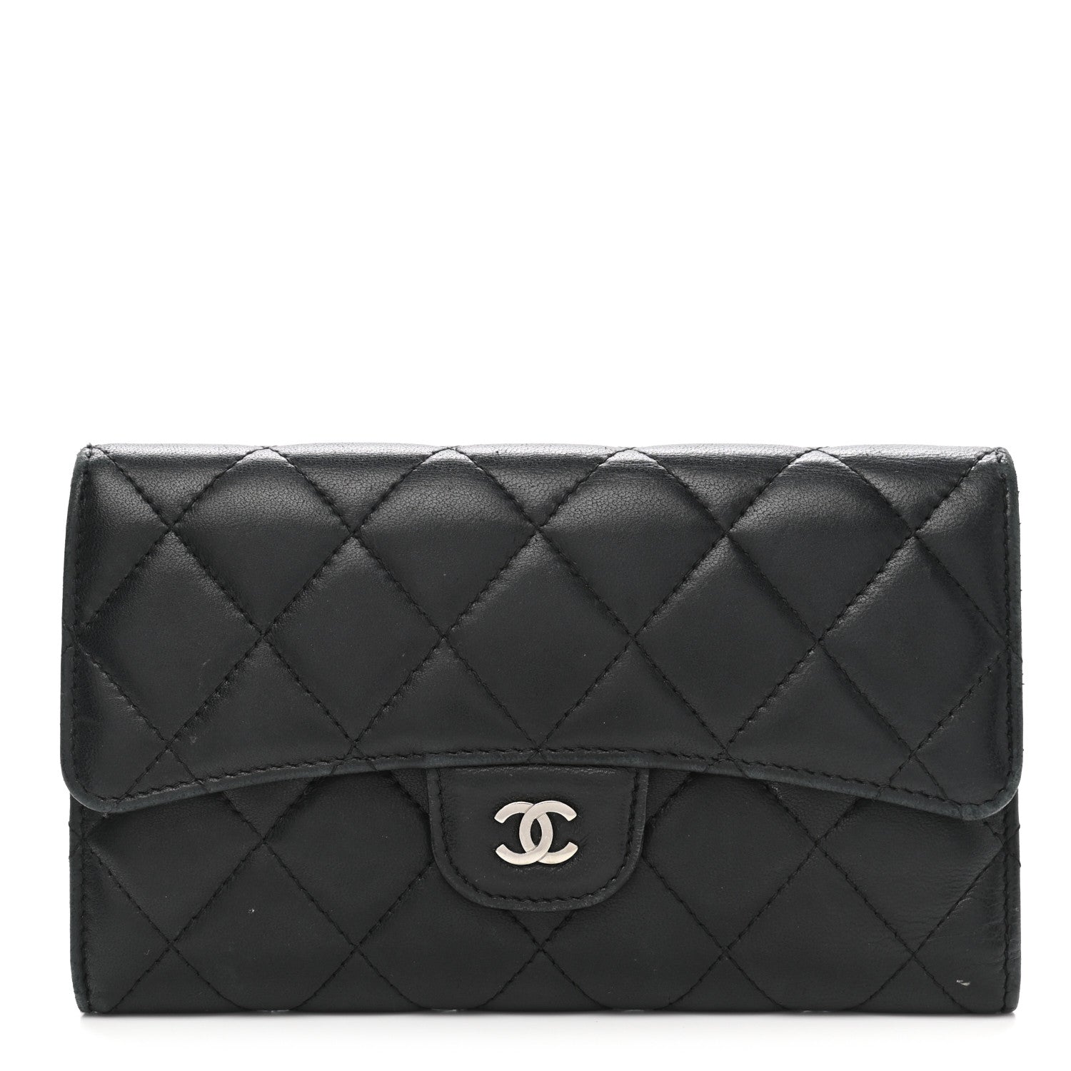 Chanel Lambskin Quilted Large Flap Wallet Black 1 of 20