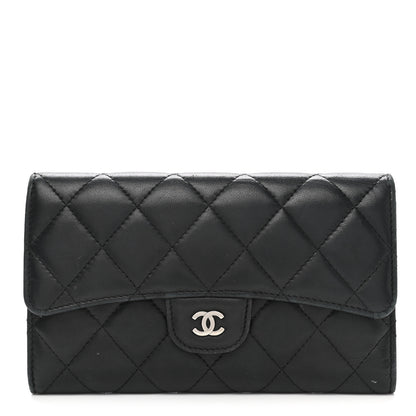 Chanel Lambskin Quilted Large Flap Wallet Black 1 of 20