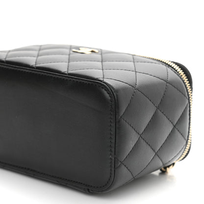 Chanel Lambskin Quilted Small Top Handle Vanity Case With Chain Black 10 of 12