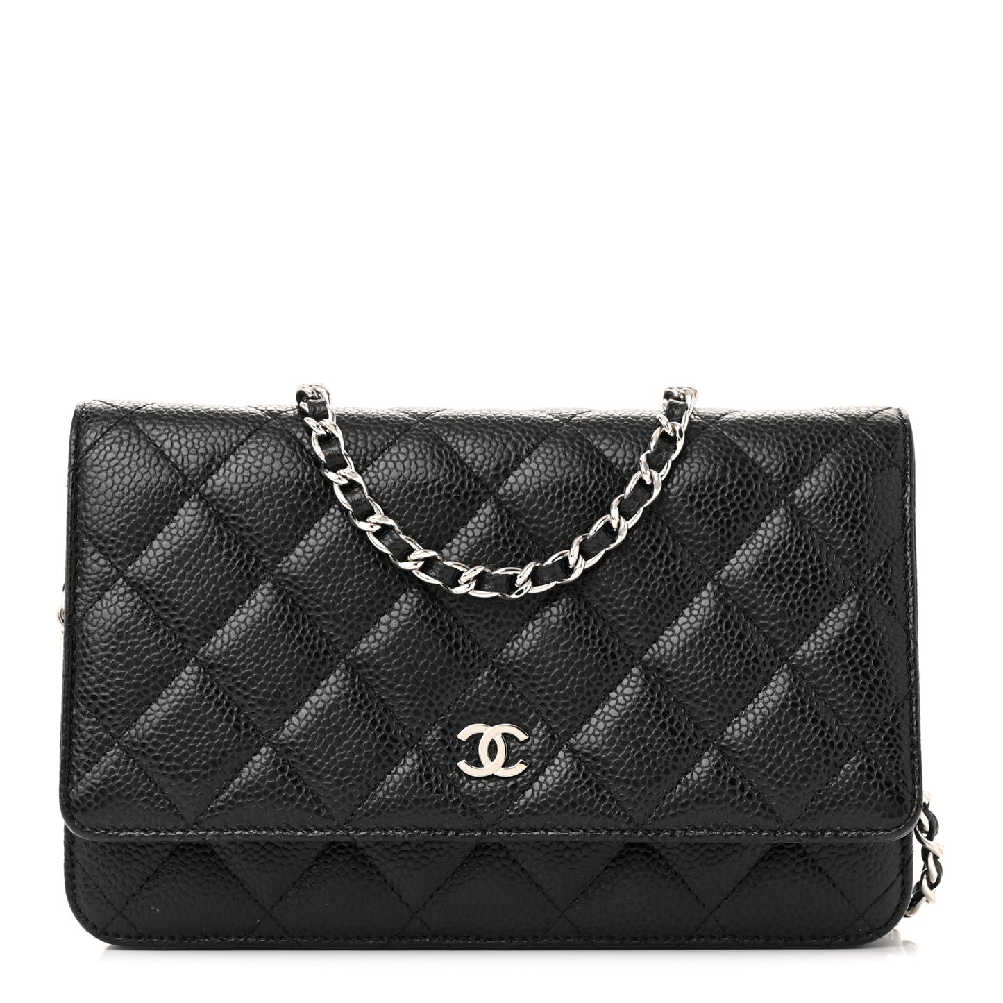 Caviar Quilted Wallet on Chain WOC Black