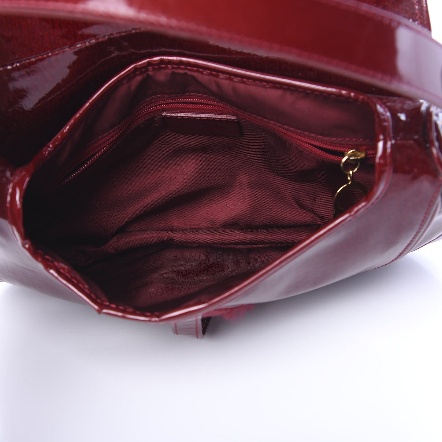 Patent Diorissimo Double Saddle Bag Dark Red