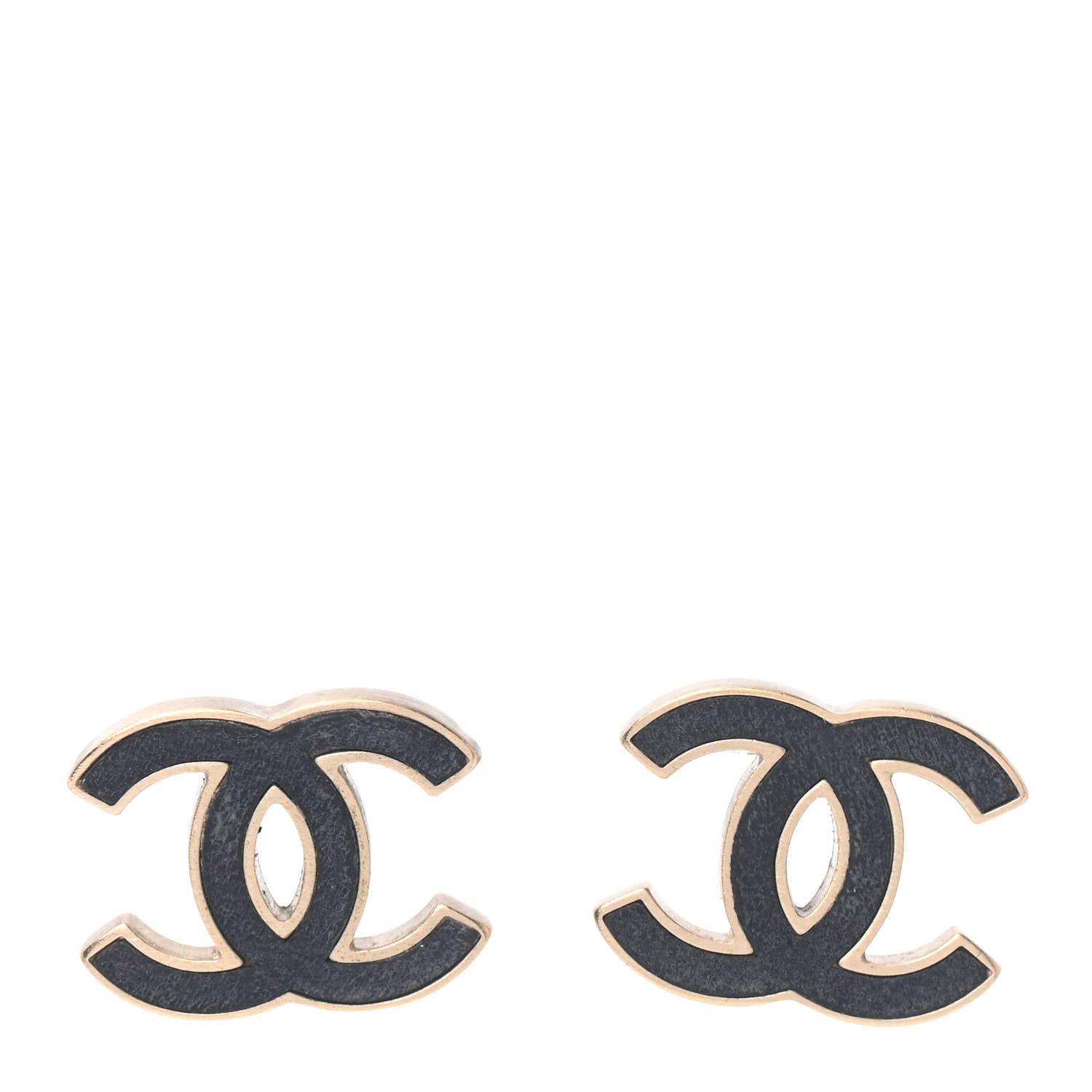 Chanel Lambskin CC Earrings Black Gold 2 of 4
