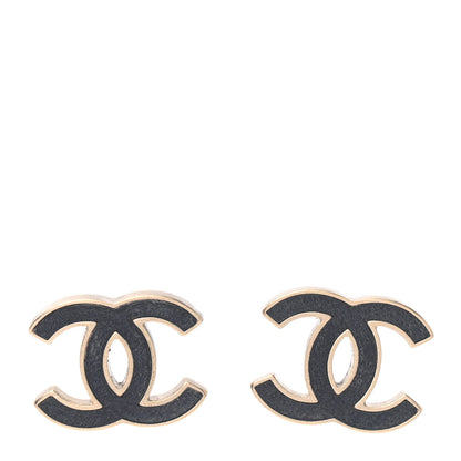 Chanel Lambskin CC Earrings Black Gold 2 of 4