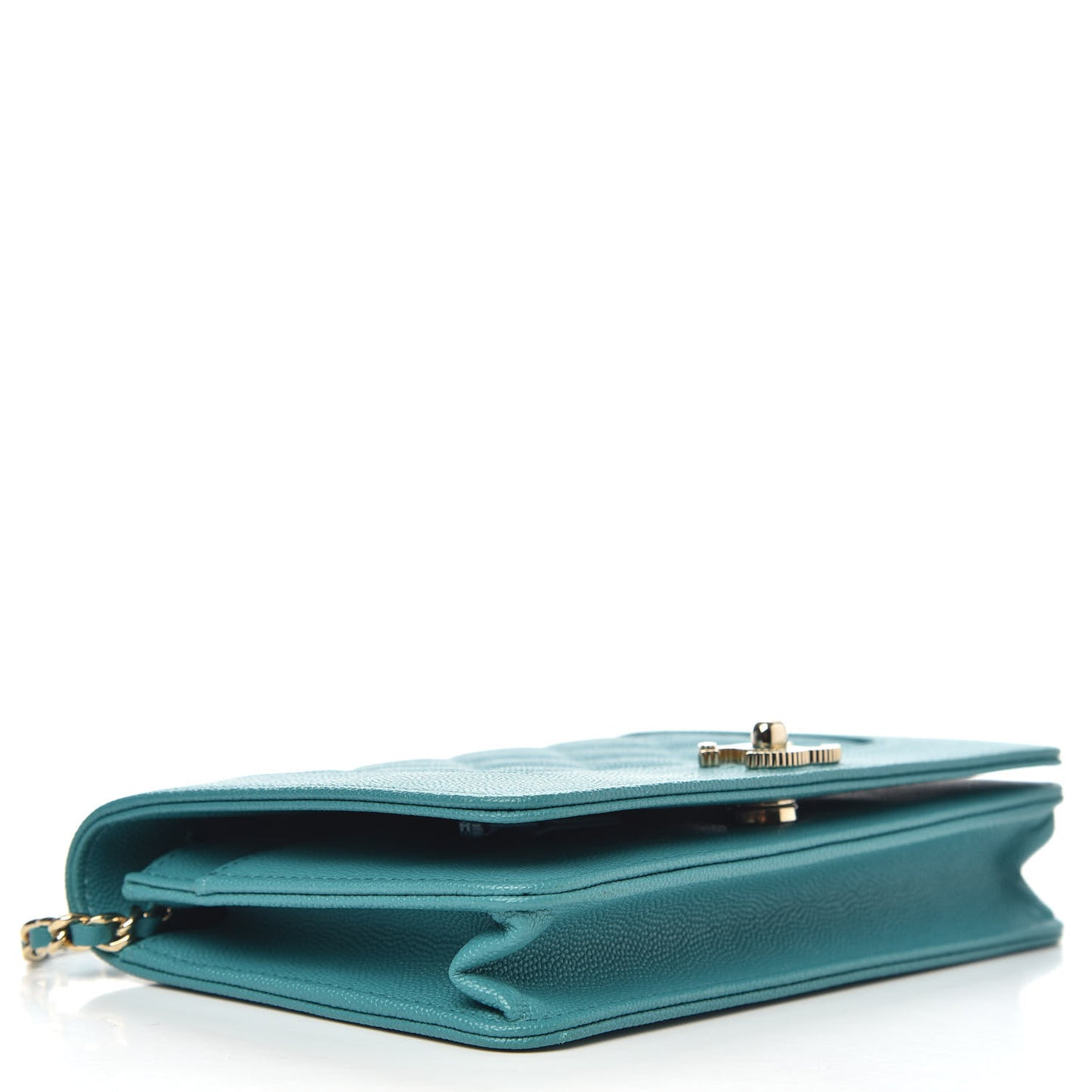 Caviar Quilted Vintage Mademoiselle Wallet On Chain WOC Turquoise