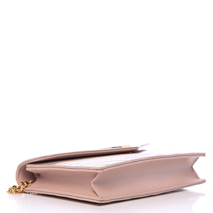 Saint Laurent Grain De Poudre Matelasse Chevron Monogram Envelope Chain Wallet Pale Pink 4 of 10