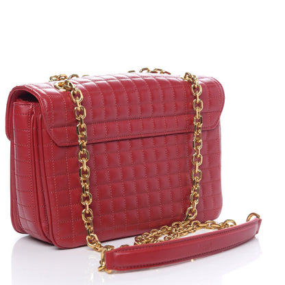 Celine Calfskin Quilted Medium C Bag Red 2 of 9