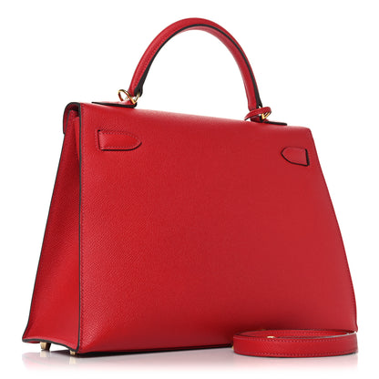 Hermes Epsom Kelly Sellier 32 Rouge Casaque 3 of 12