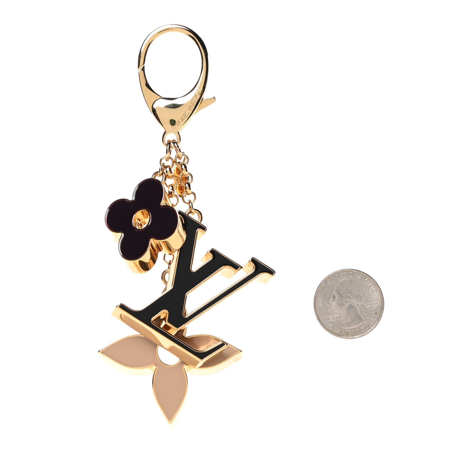 Fleur De Monogram Bag Charm Dore