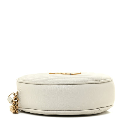 Saint Laurent Grain De Poudre Matelasse Chevron Quilted Round Vinyle Camera Bag Crema Soft 4 of 10