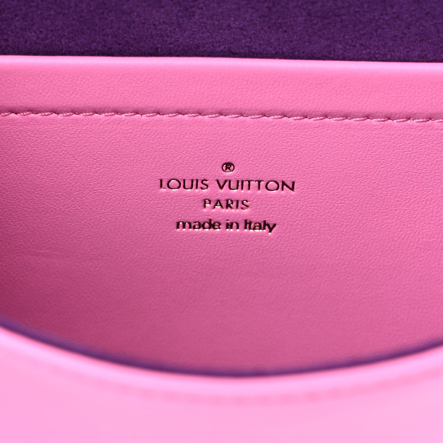 Lambskin Embossed Monogram Vuittamins Pochette Coussin Rose Violet