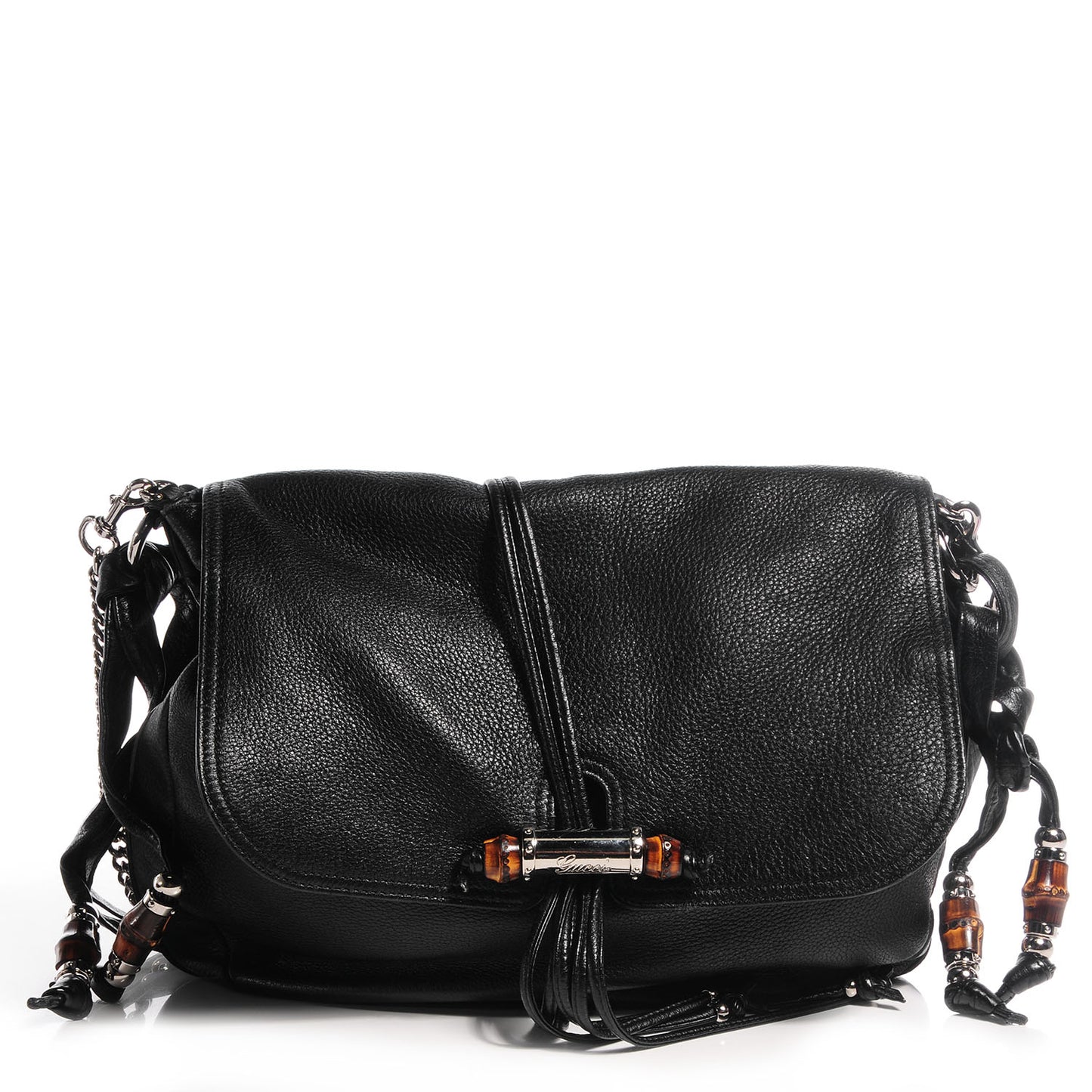 Leather Large Jungle Shoulder Bag Black