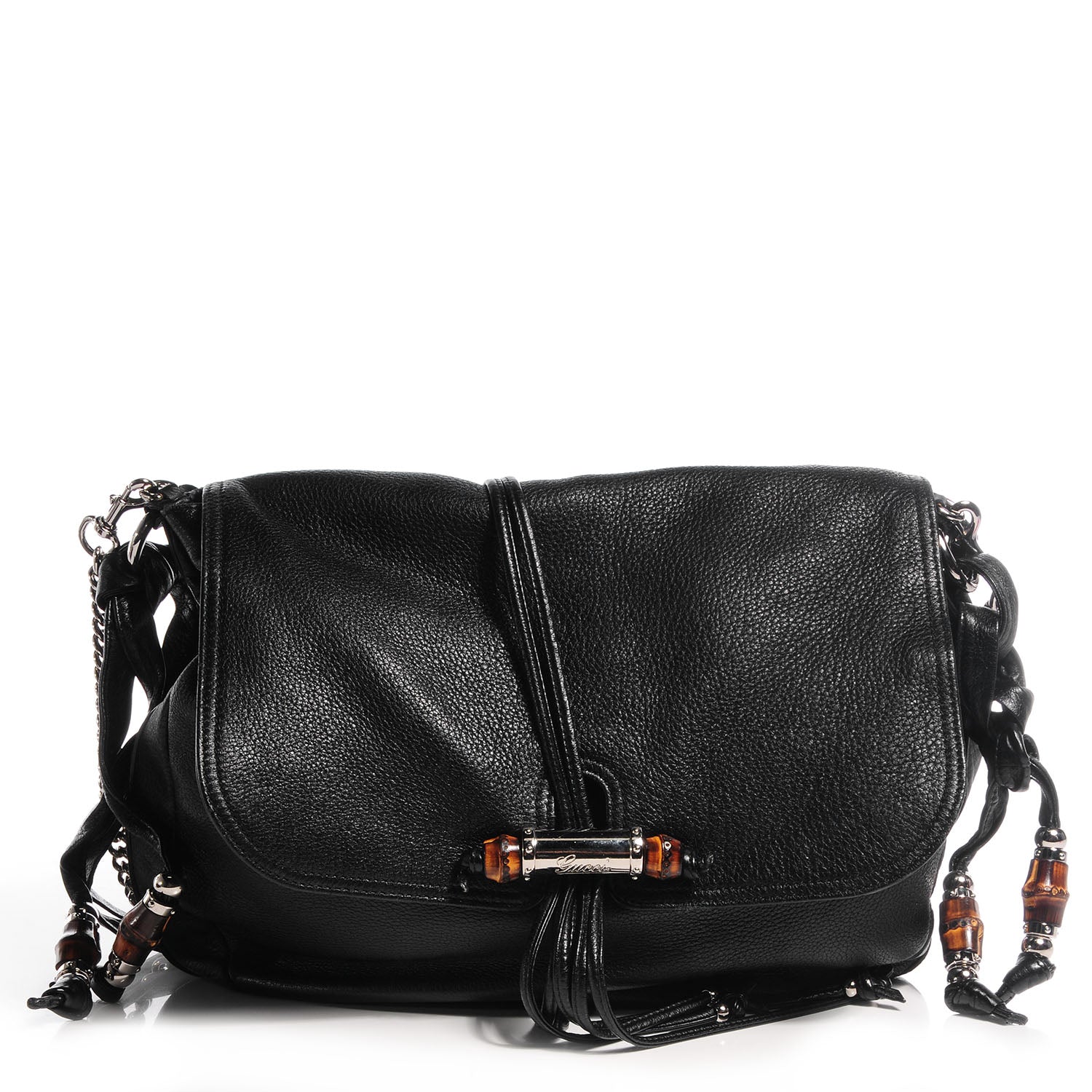 Gucci Leather Large Jungle Shoulder Bag Black 1 of 8