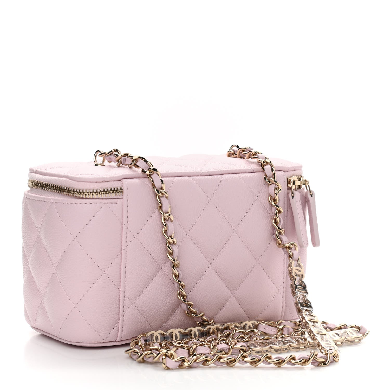 Chanel Caviar Quilted Small Tiny CC Vanity Case With Chain Light Pink 3 of 11