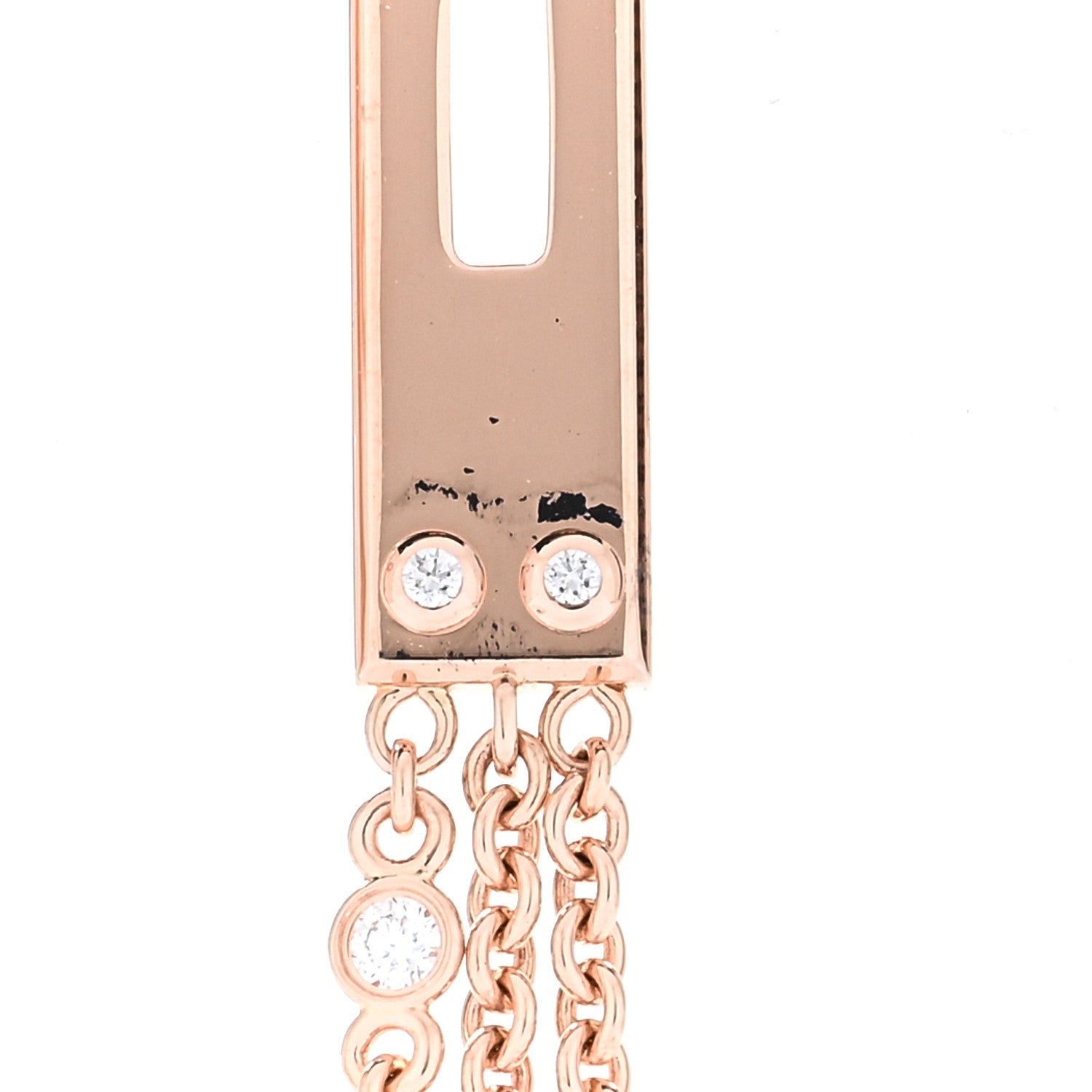 Hermes 18K Rose Gold Diamond Kelly Gavroche Earrings 5 of 6