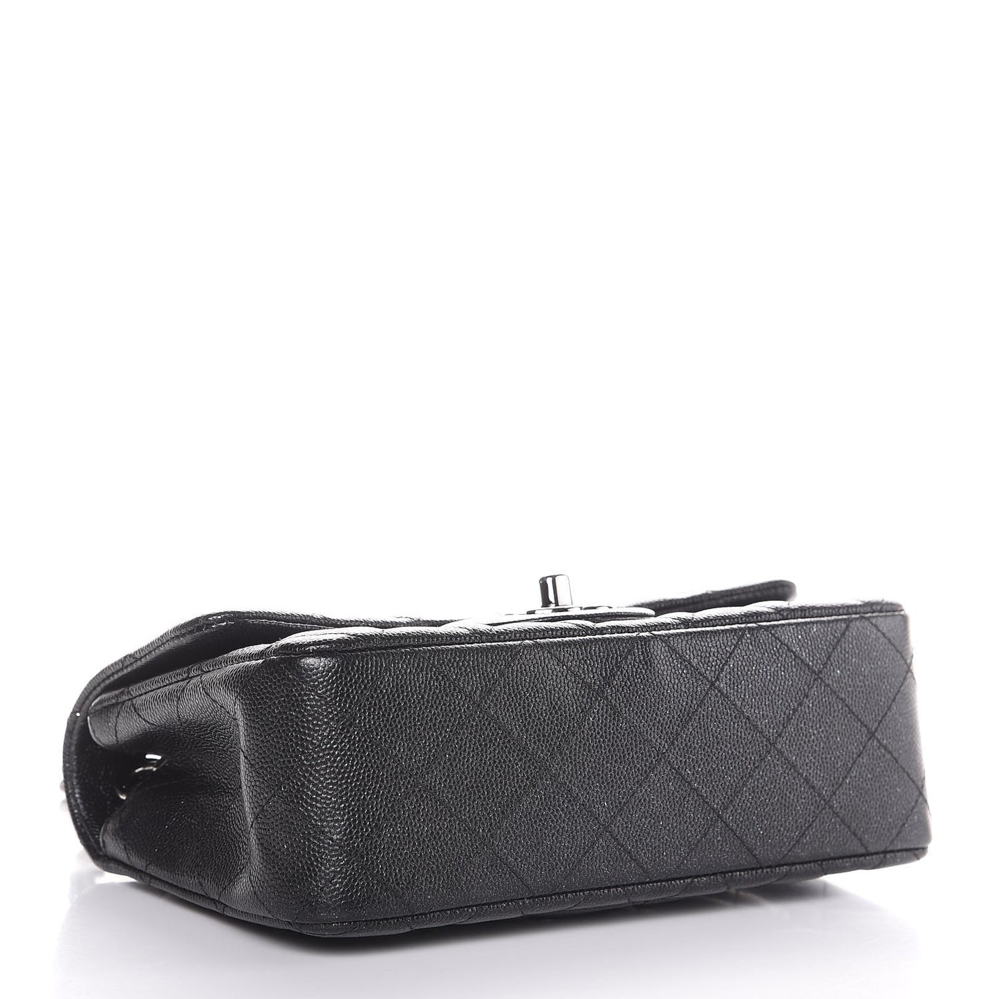 Iridescent Caviar Quilted Mini Rectangular Flap Black
