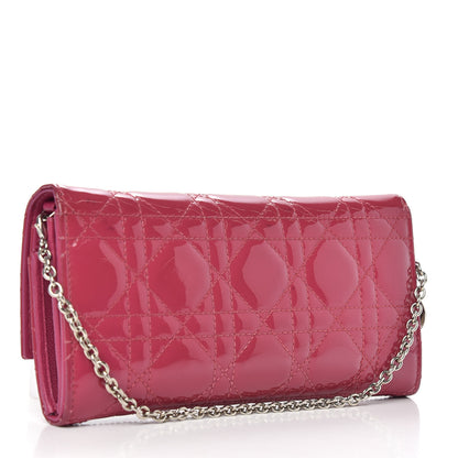 Christian Dior Patent Cannage Rendezvous Chain Wallet Pink 3 of 7