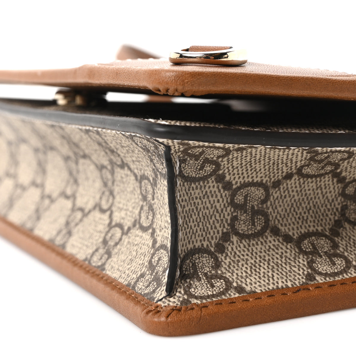 Gucci GG Emblem Monogram Wallet With Strap Beige Brown 9 of 10