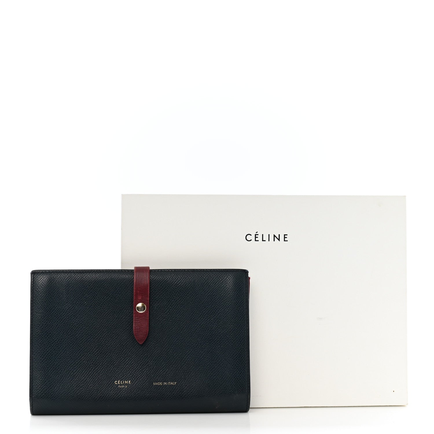 Celine Grained Shiny Calfskin Large Multifunction Strap Wallet Steel Blue 14 of 14