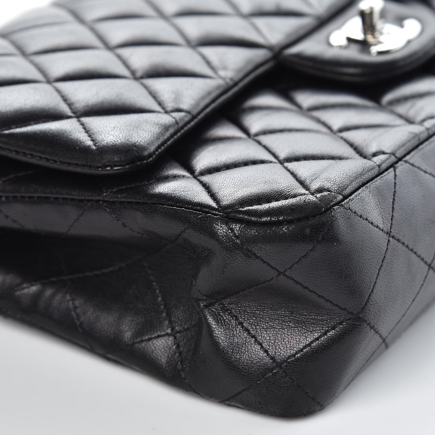 Lambskin Quilted Medium Double Flap Black