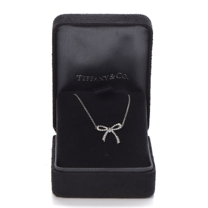 Tiffany Platinum Diamond Mini Bow Pendant Necklace 7 of 7