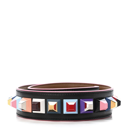 Fendi Vitello Dolce Plexiglass Bi-Color Studded Strap You Black Brownie Multicolor 2 of 4