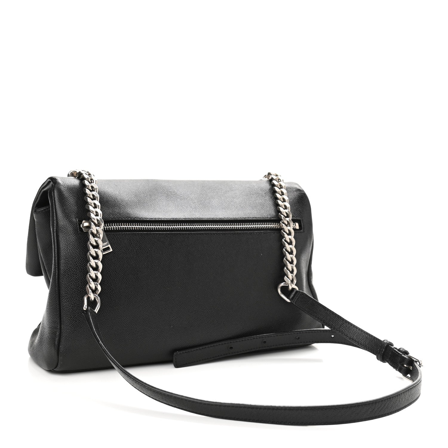Saint Laurent Grain De Poudre Medium West Hollywood Monogram Fold-Over Black 3 of 12