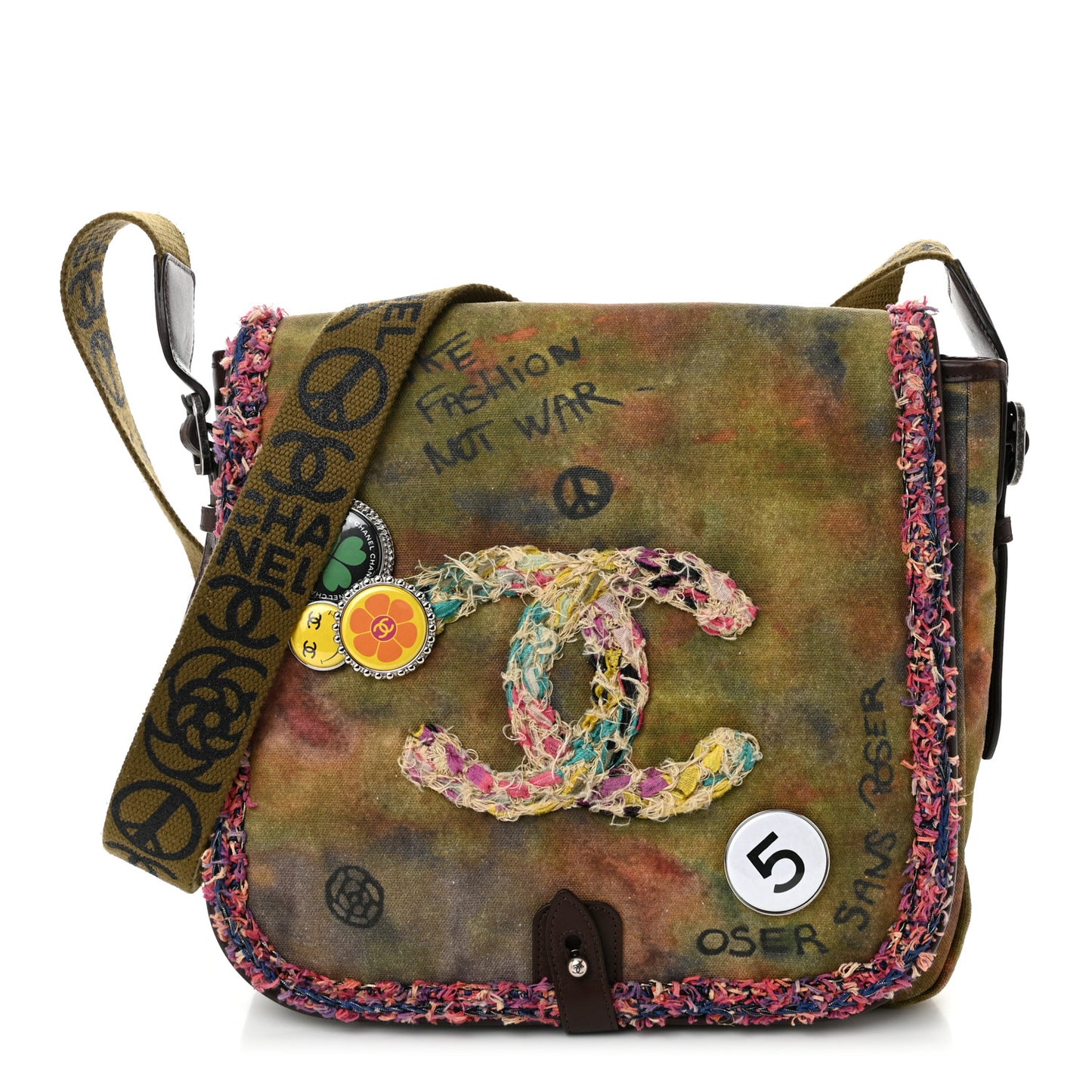 Washed Toile Graffiti On The Pavements Messenger Khaki Multicolor