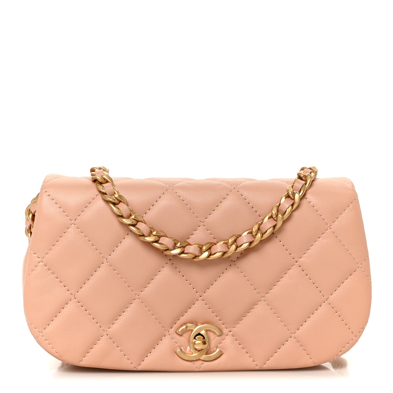 Chanel Calfskin Quilted Coco Mail Clutch With Chain Light Pink 1 of 11